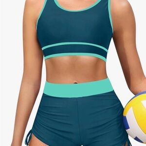 Teal and Mint Two-Piece Athletic Set
